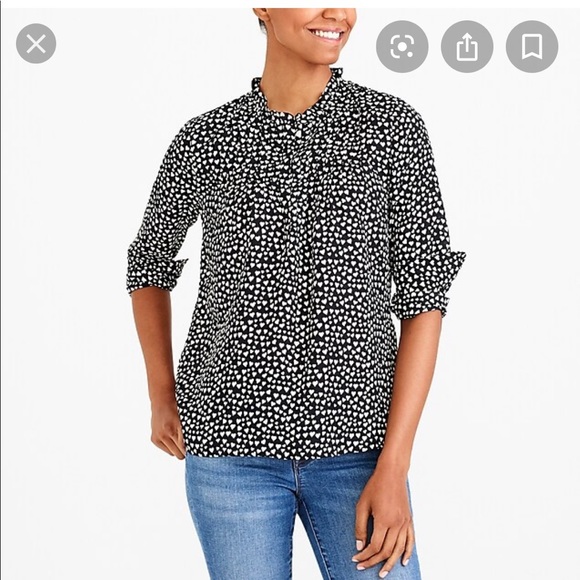 Jcrew ruffle pintuck heart popover
